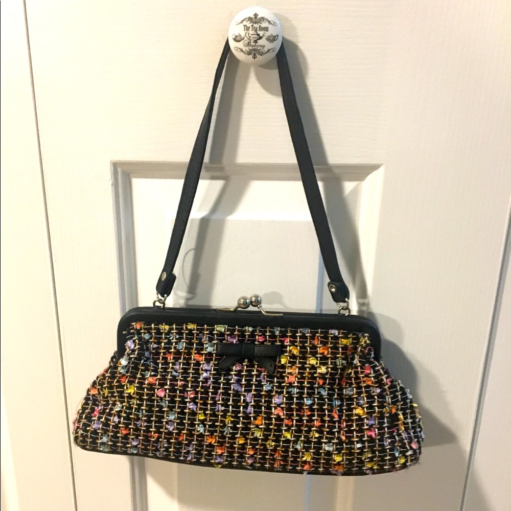 Vintage Pastel Woven Coin Clasp Closure Purse